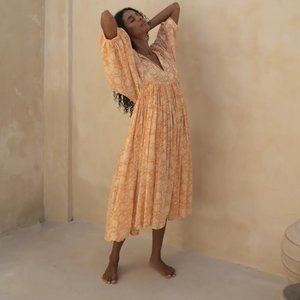 NWT Daughters of India - Kyra Midi Dress in Tangerine Size L